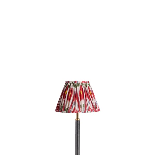 8 inch empire shade for cordless lamps in heraldic ikat printed linen