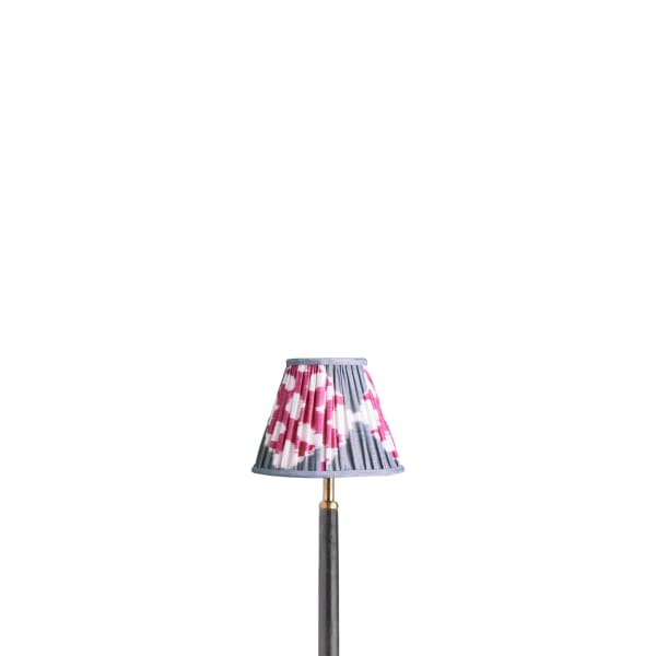 6 inch empire shade for cordless lamps in darjee ikat pink and pewter silk