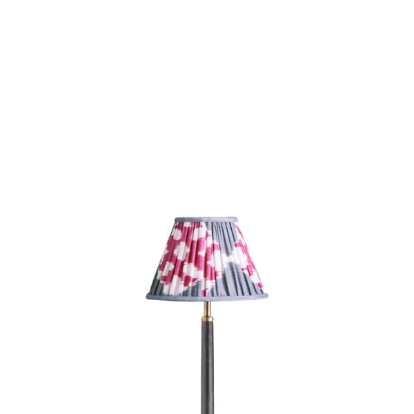 8 inch empire shade for cordless lamps in darjee ikat pink and pewter silk