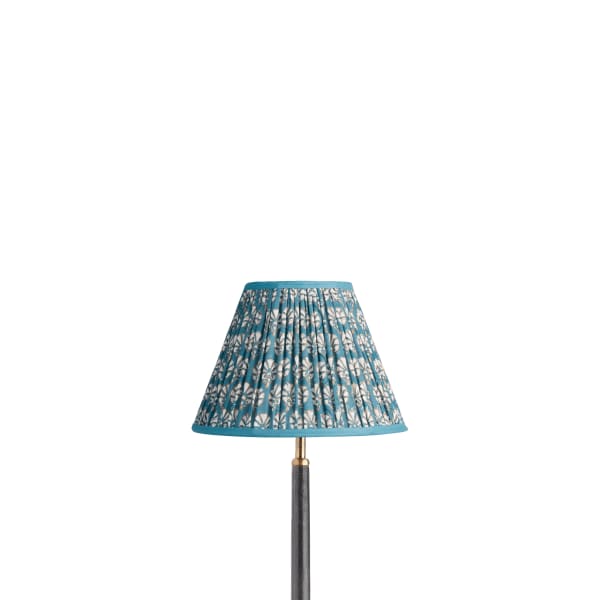 10 inch Empire shade for cordless lamps in Turkish Blue Dervish with Turkish Blue Tape