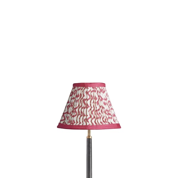 10 inch empire shade for cordless lamps in crimson chevrons with crimson tape