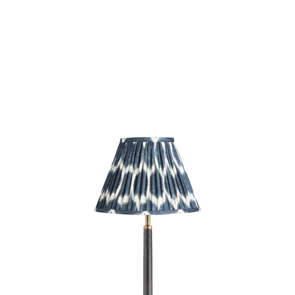 10 inch empire printed linen ikat shade for cordless lamps in navy Yoda
