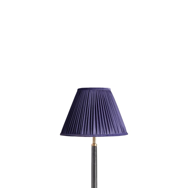 10 inch empire shade for cordless lamps in cobalt silk with velvet tape