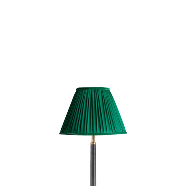 10 inch empire shade for cordless lamps in emerald silk with velvet tape