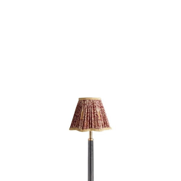 6 inch scalloped empire shade for cordless lamps in claret & gold snakeshead silk by morris & co