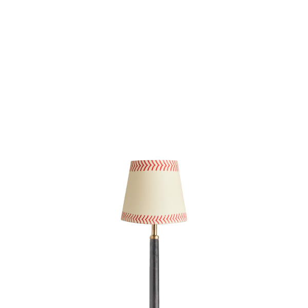 5.5 inch tall tapered shade for cordless lamps in scarlet arrows hand painted card