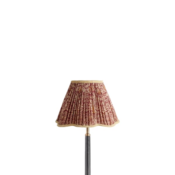 10 inch scalloped empire shade for cordless lamps in claret & gold silk Snakeshead by Morris & Co