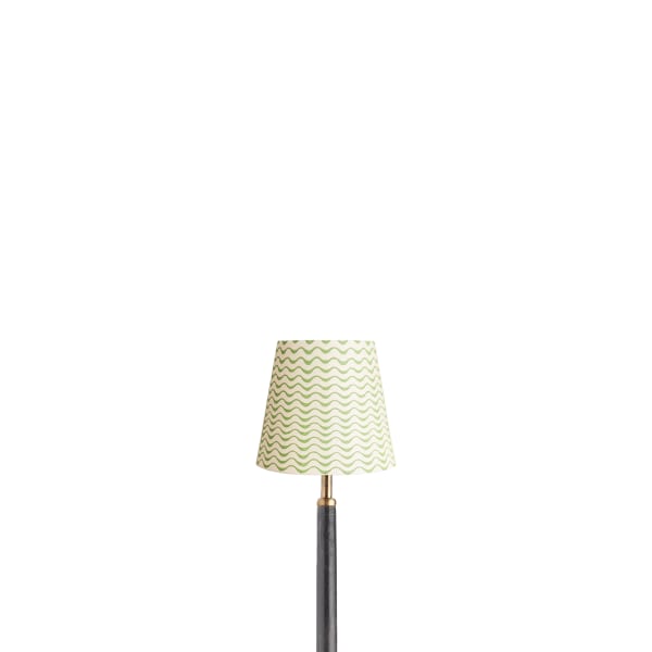 5.5 inch tall tapered shade for cordless lamps in classic green ripples hand painted card