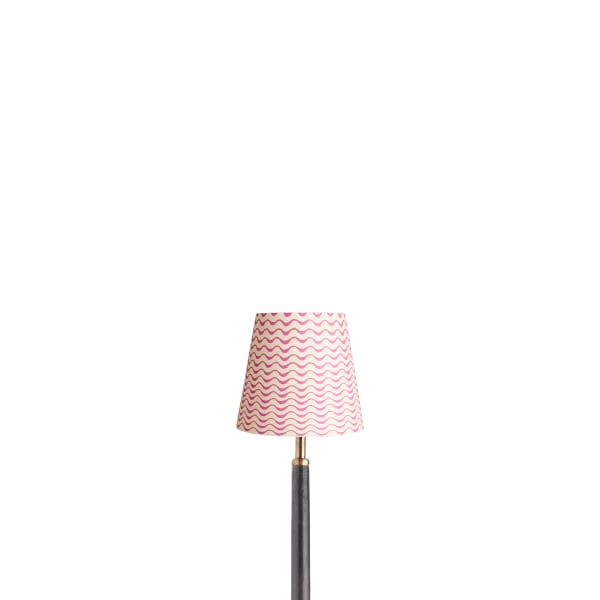 5.5 inch tall tapered shade for cordless lamps in hot pink ripples hand painted card