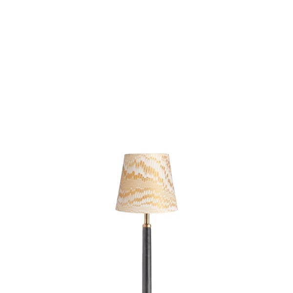 5.5 inch tall tapered shade for cordless lamps in gold and white porto hand made marble paper