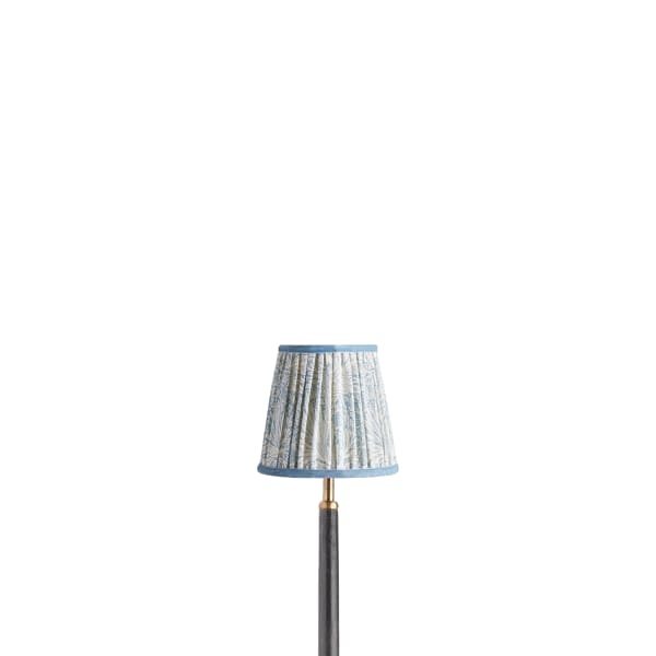 5.5 inch tall tapered shade for cordless lamps in china blue marigold linen by morris & co