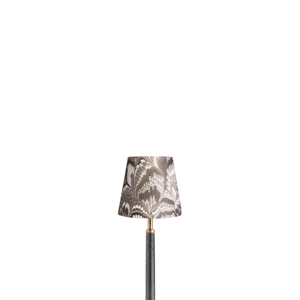 5.5 inch tall tapered shade for cordless lamps in gray and black piave hand made marble paper