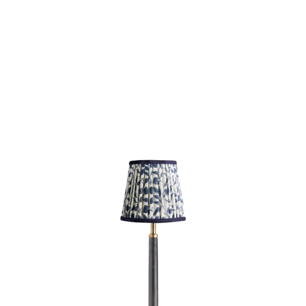 5.5 inch tall tapered shade for cordless lamps in indigo rosehip linen by morris & co