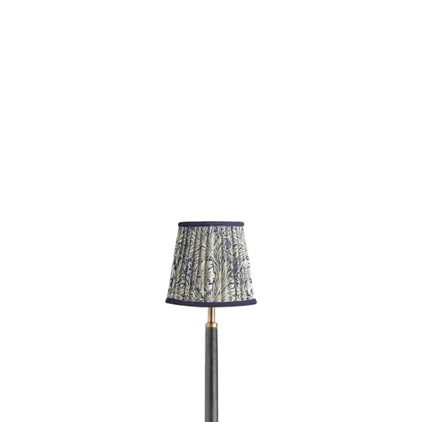 5.5 inch tall tapered shade for cordless lamps in indigo marigold linen by morris & co