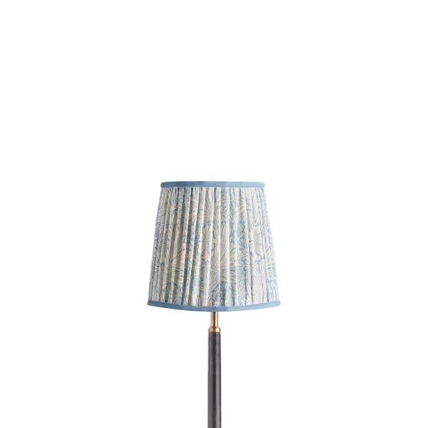 8 inch tall tapered shade for cordless lamps in china blue Marigold linen by Morris & Co