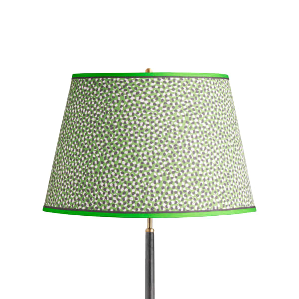 20 inch straight empire shade in emerald, black and white Polka Dot paper by GP & J Baker