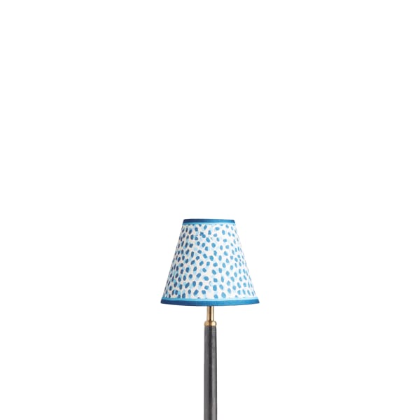 6 inch empire clip on shade in blue and indigo Polka Dot paper by GP & J Baker