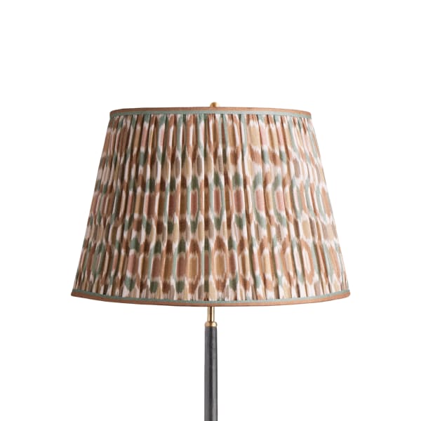 18 inch straight empire shade in teal and brown Small Ikat Spot linen by GP & J Baker