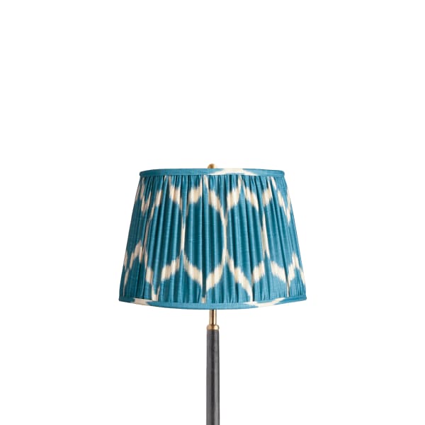 12 inch straight empire printed silk ikat shade in turkish blue Yoda
