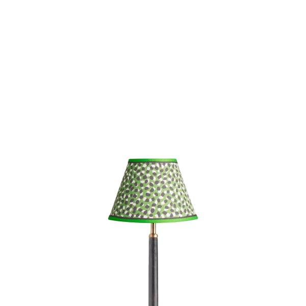 8 inch empire clip on shade in emerald, black and white Polka Dot paper by GP & J Baker