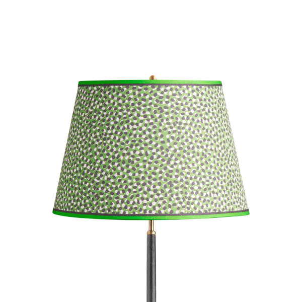 18 inch straight empire shade in emerald, black and white Polka Dot paper by GP & J Baker