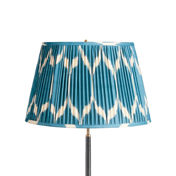 20 inch straight empire printed silk ikat shade in turkish blue Yoda