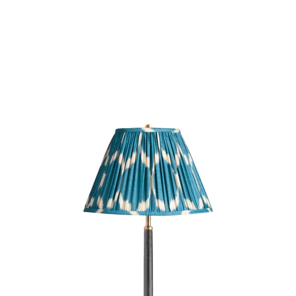 12 inch empire printed silk ikat shade in turkish blue Yoda