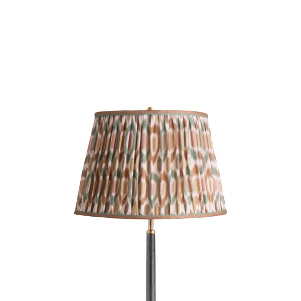 14 inch straight empire shade in teal and brown Small Ikat Spot linen by GP & J Baker