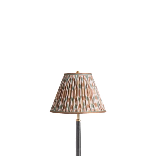 10 inch empire shade in teal and brown Small Ikat Spot linen by GP & J Baker