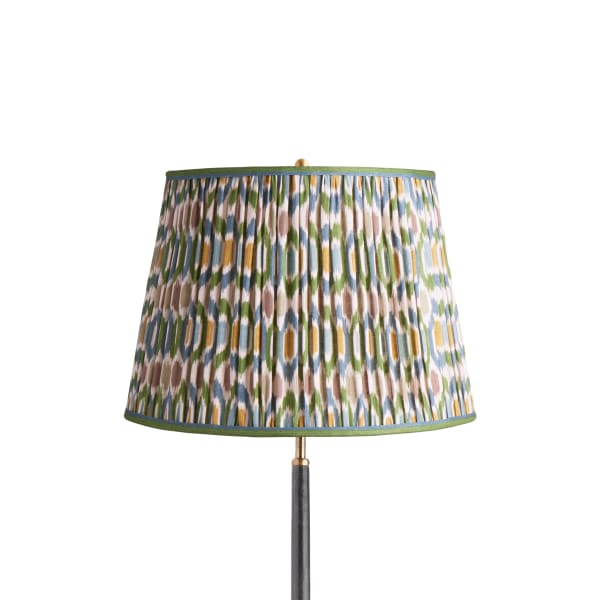 16 inch straight empire shade in blue and green Small Ikat Spot linen by GP & J Baker