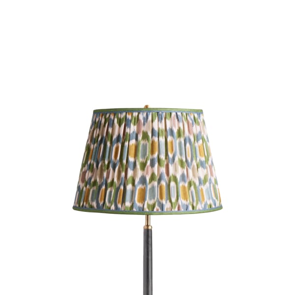 14 inch straight empire shade in blue and green Small Ikat Spot linen by GP & J Baker
