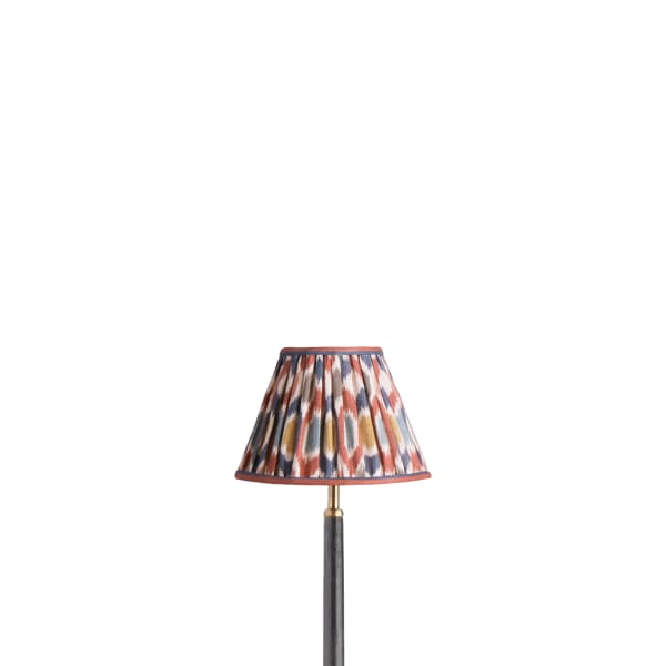 8 inch empire shade for cordless lamps in blue and red Small Ikat Spot linen by GP & J Baker