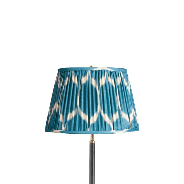 14 inch straight empire printed silk ikat shade in turkish blue Yoda