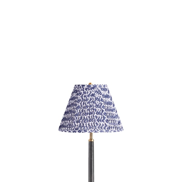 10 inch empire shade in temple blue block printed cotton