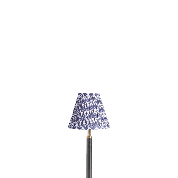 6 inch empire clip on shade in temple blue block printed cotton