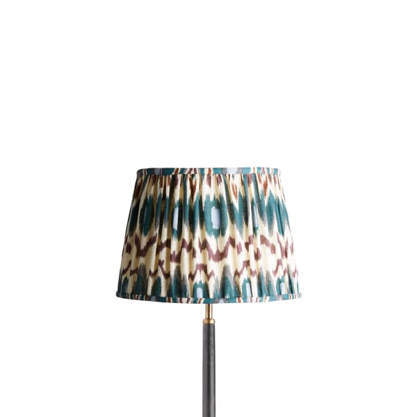 12 inch straight empire shade for cordless lamps printed linen ikat shade in teal Heraldic