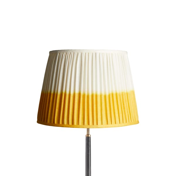 16 inch straight empire shade for cordless lamps in yellow shibori linen