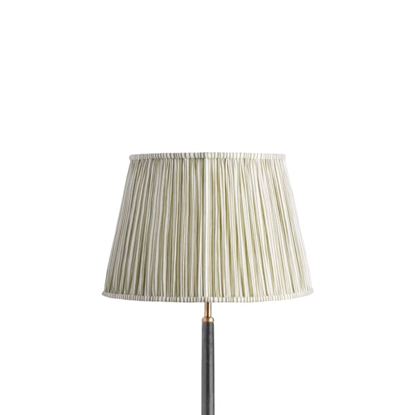 14 inch straight empire shade for cordless lamps in green candy stripe block printed cotton