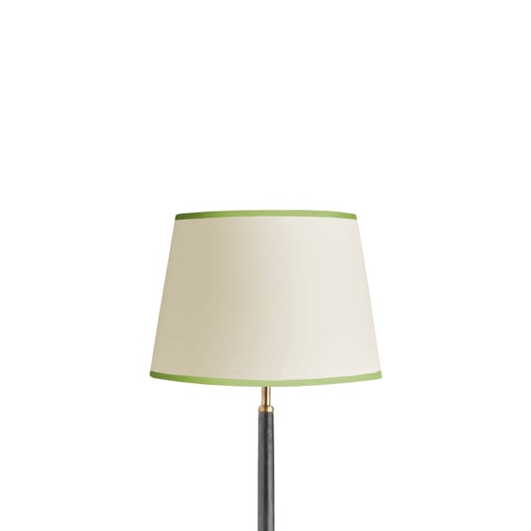 12 inch straight empire shade for cordless lamps Top n Tail shade in cream card with classic green tape