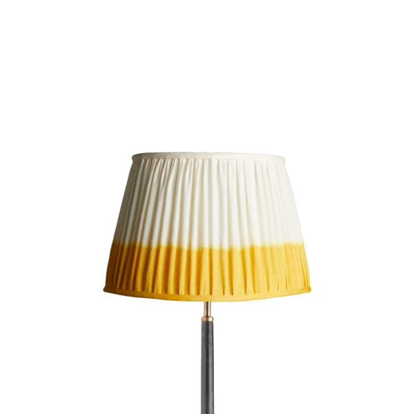 14 inch straight empire shade for cordless lamps in yellow shibori linen