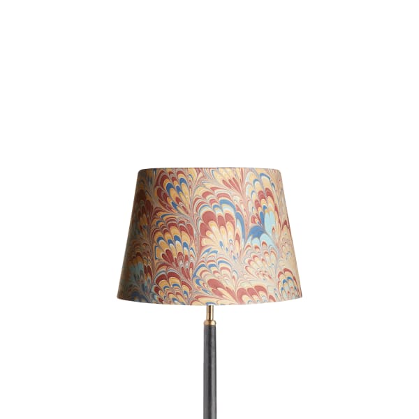 12 inch straight empire shade for cordless lamps in hand made marbled paper in golden piave