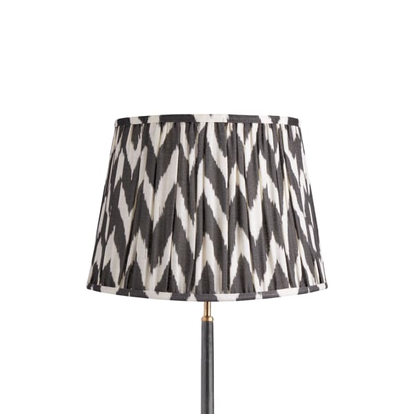 16 inch straight empire shade for cordless lamps printed linen ikat shade in black zig-zag