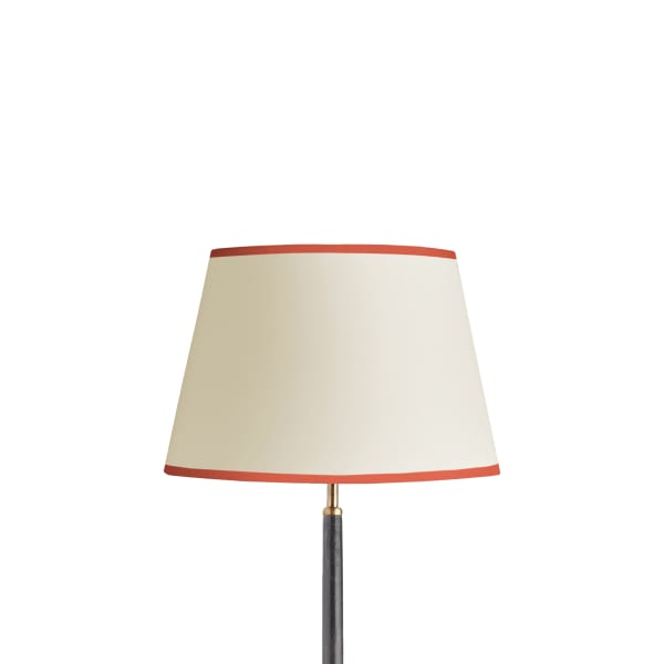 14 inch straight empire shade for cordless lamps Top n Tail shade in cream card with coral tape