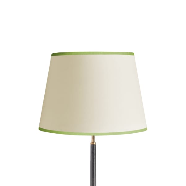 16 inch straight empire shade for cordless lamps Top n Tail shade in cream card with classic green tape