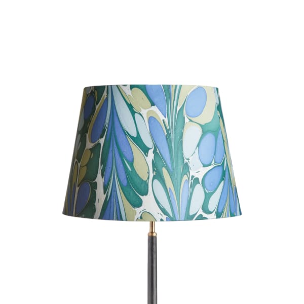 16 inch straight empire shade for cordless lamps hand made marbled paper shade in blue and green roya