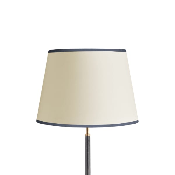 16 inch straight empire shade for cordless lamps Top n Tail shade in cream card with navy blue tape
