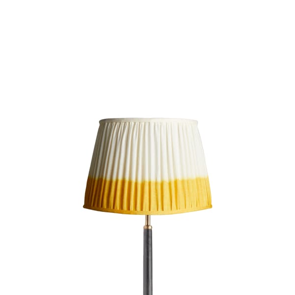 12 inch straight empire shade for cordless lamps in yellow shibori linen