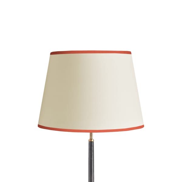 16 inch straight empire shade for cordless lamps Top n Tail shade in cream card with coral tape