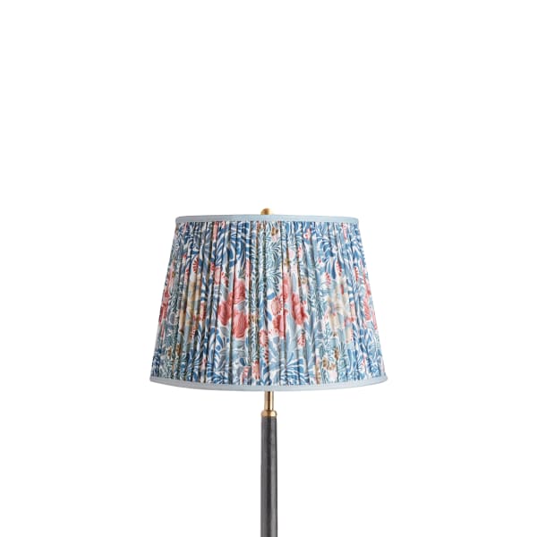 12 inch straight empire shade in indigo and barbed berry bower printed cotton by Morris & Co