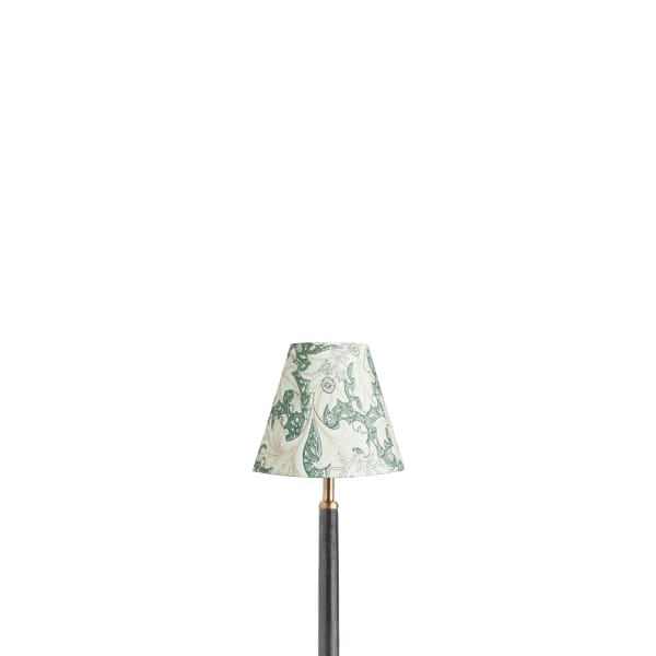 6 inch empire shade for cordless lamps in thyme Wallflower printed cotton by Morris & co.